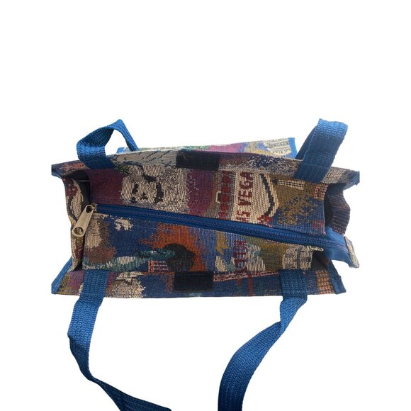 Bovano USA Tapestry Tote Bag With Zipper & Handles Featuring Iconic Landmarks - Picture 4 of 4